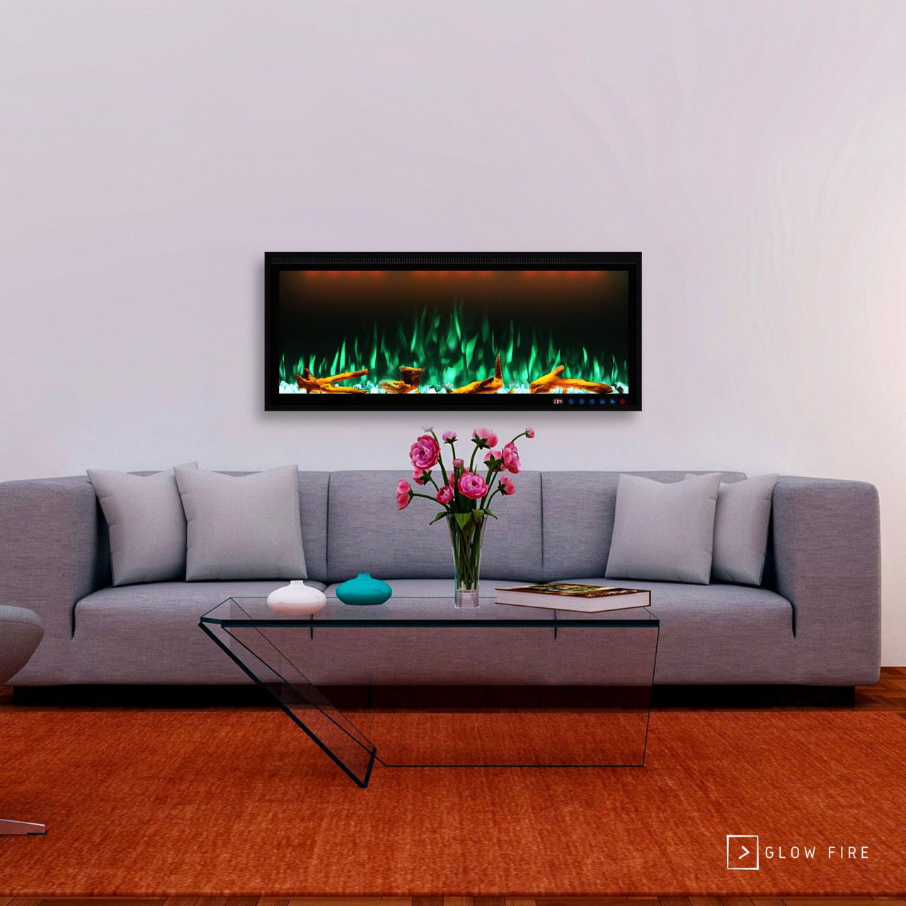 Glow Fire Smart Wall 42 Schwarz Elektrokamin 
