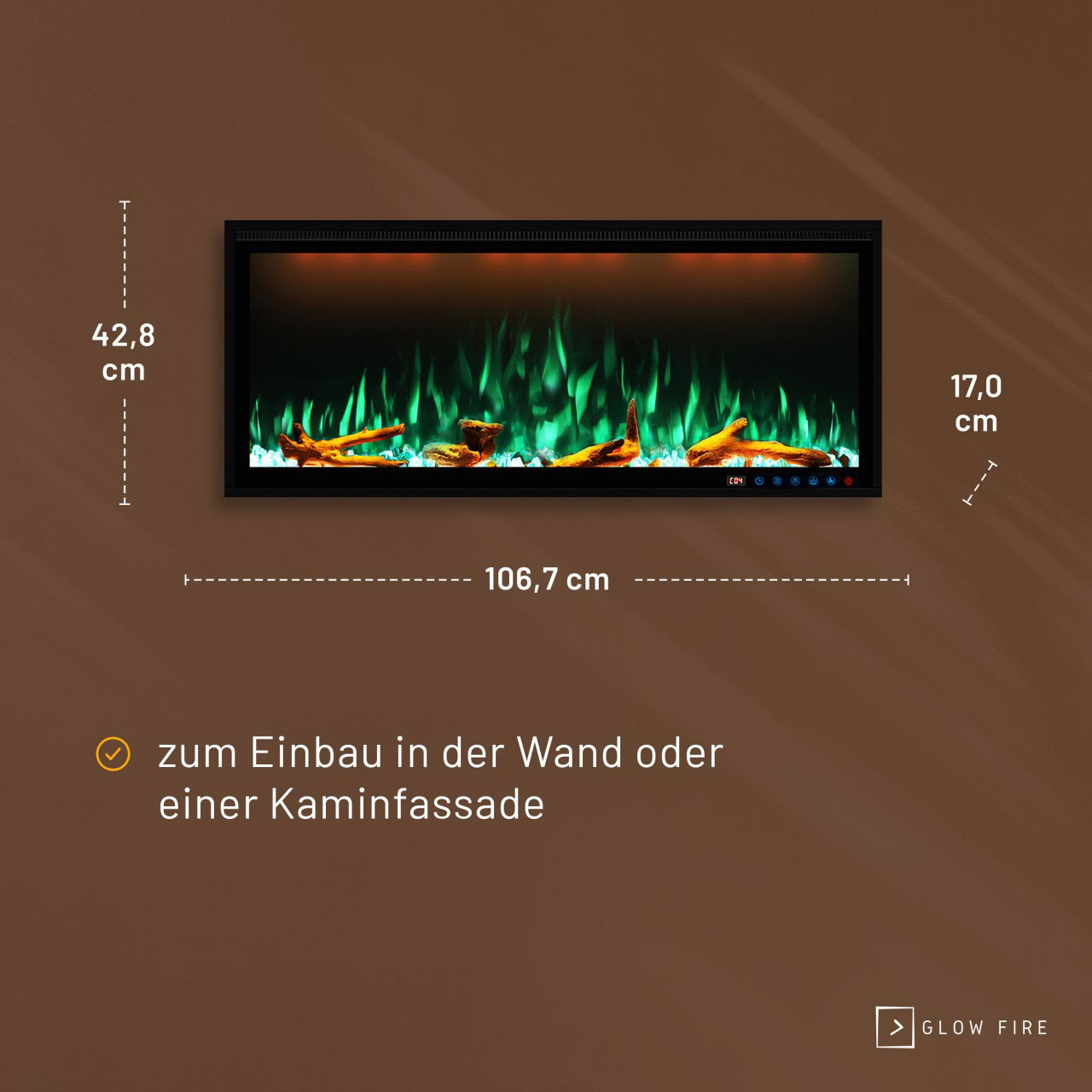 Glow Fire Smart Wall 42 Schwarz Elektrokamin 