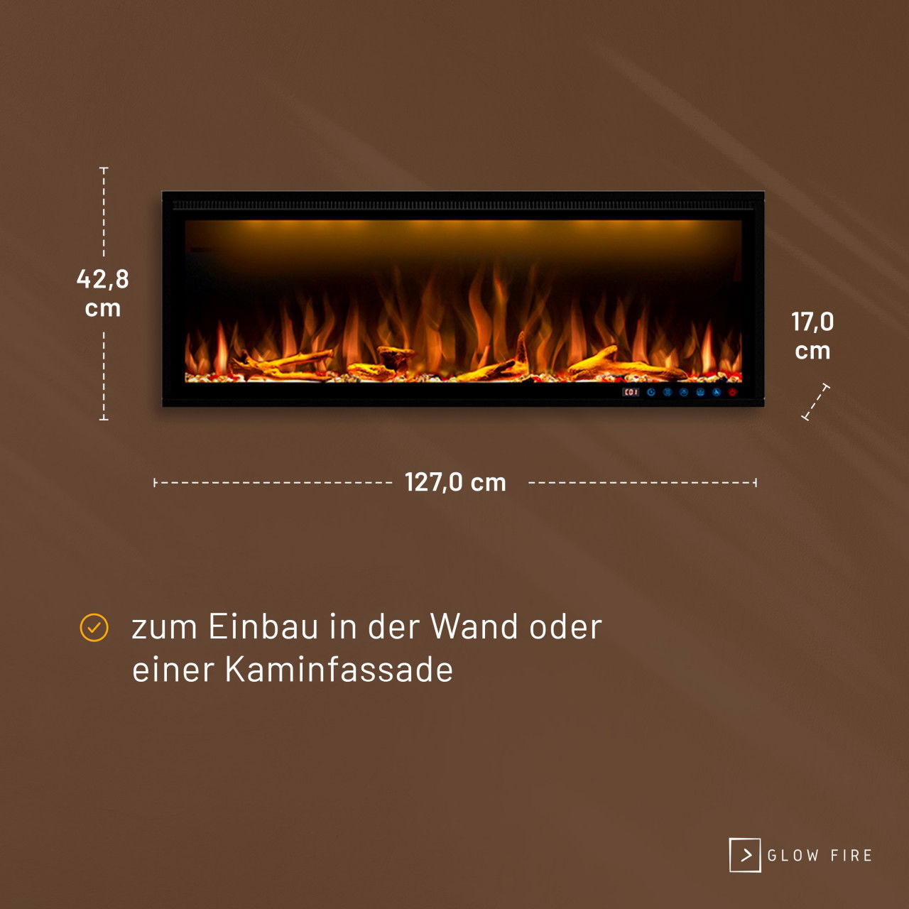 Glow Fire Smart Wall 50 Schwarz Elektrokamin 