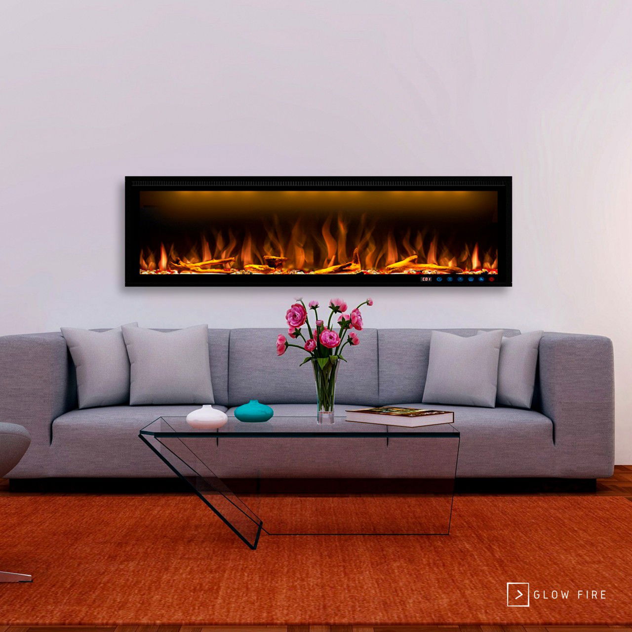 Glow Fire Smart Wall 60 Schwarz Elektrokamin 