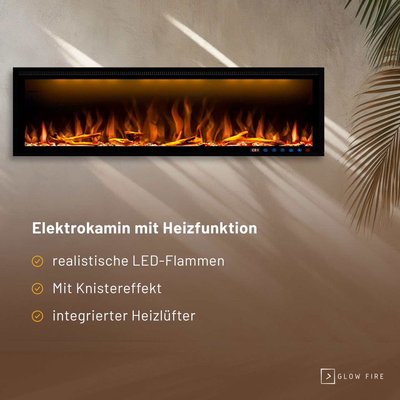 Glow Fire Smart Wall 60 Schwarz Elektrokamin 