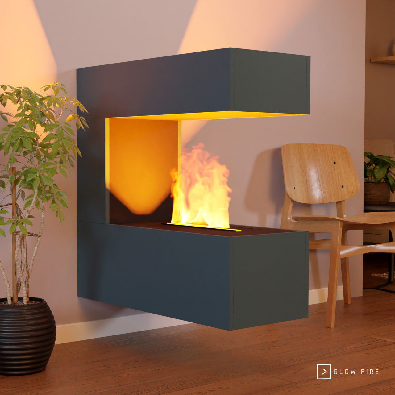 Glow Fire Schiller Wall Multicolor Elektrokamin mit Wasserdampf