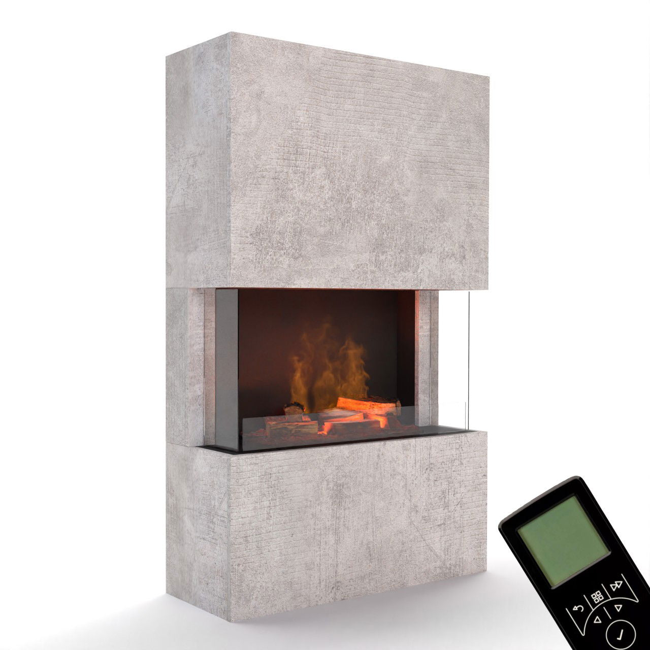 Glow Fire Tucholsky 3-sided Beton Elektrokamin mit Wasserdampf