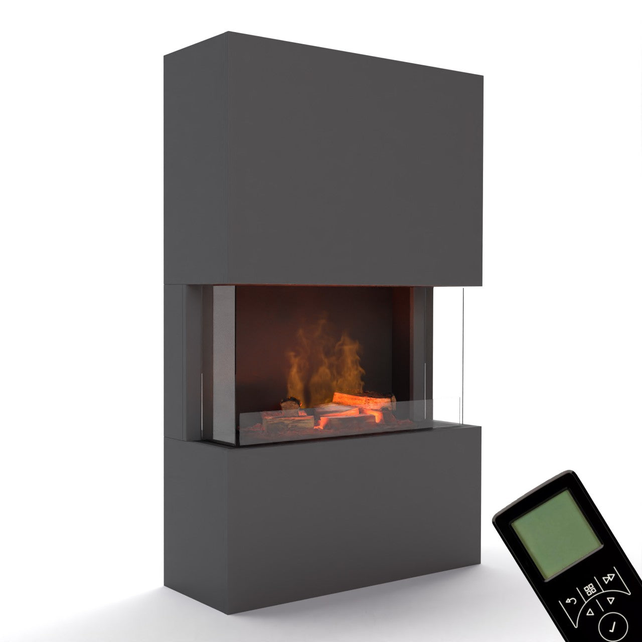 Glow Fire Tucholsky 3-sided Grau Elektrokamin mit Wasserdampf