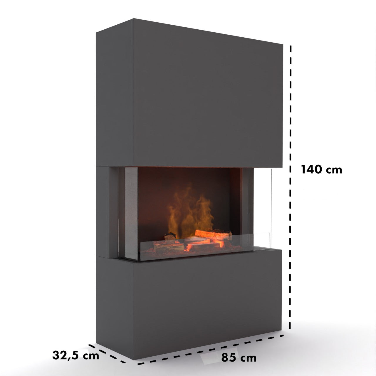 Glow Fire Tucholsky 3-sided Beton Elektrokamin mit Wasserdampf