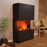 Glow Fire Tucholsky 3-sided Schwarz Elektrokamin mit Wasserdampf