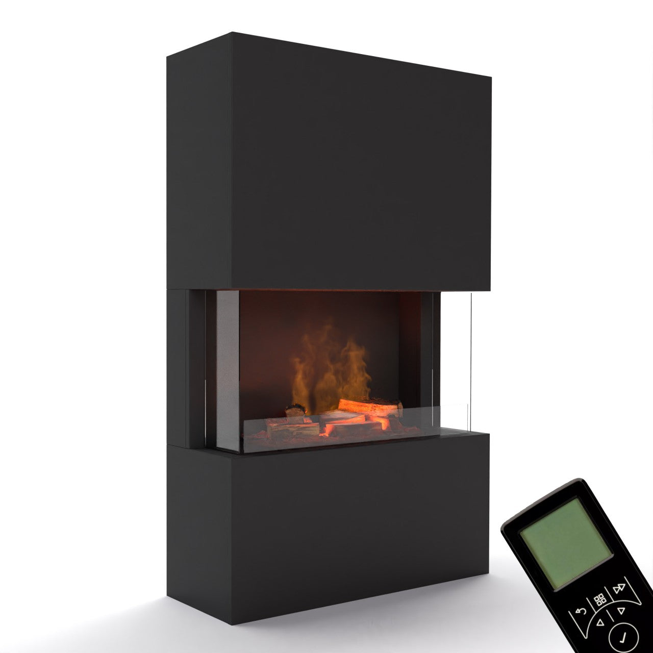 Glow Fire Tucholsky 3-sided Schwarz Elektrokamin mit Wasserdampf