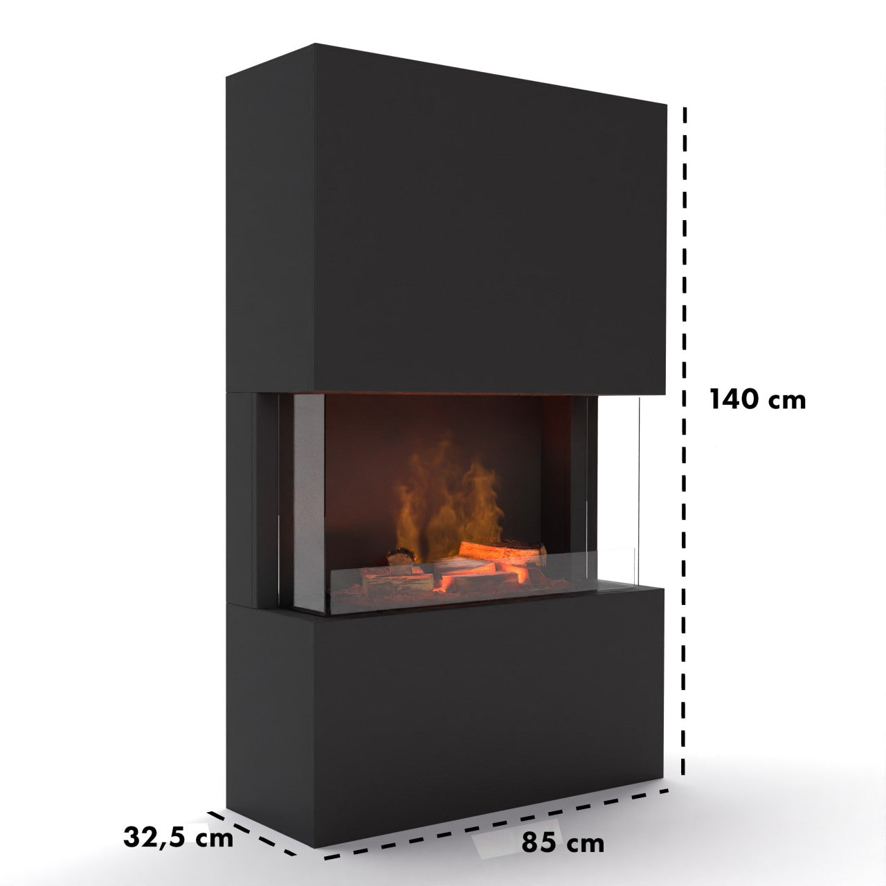 Glow Fire Tucholsky 3-sided Beton Elektrokamin mit Wasserdampf