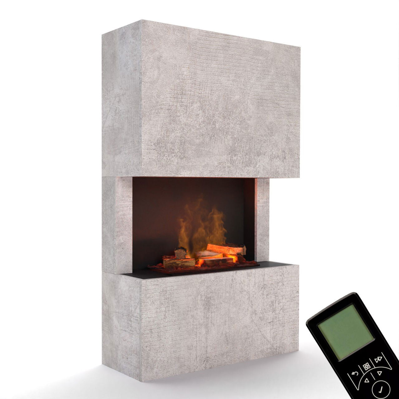 Glow Fire Tucholsky 3-sided Beton Elektrokamin mit Wasserdampf