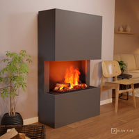 Glow Fire Tucholsky 3-sided Grau Elektrokamin mit Wasserdampf
