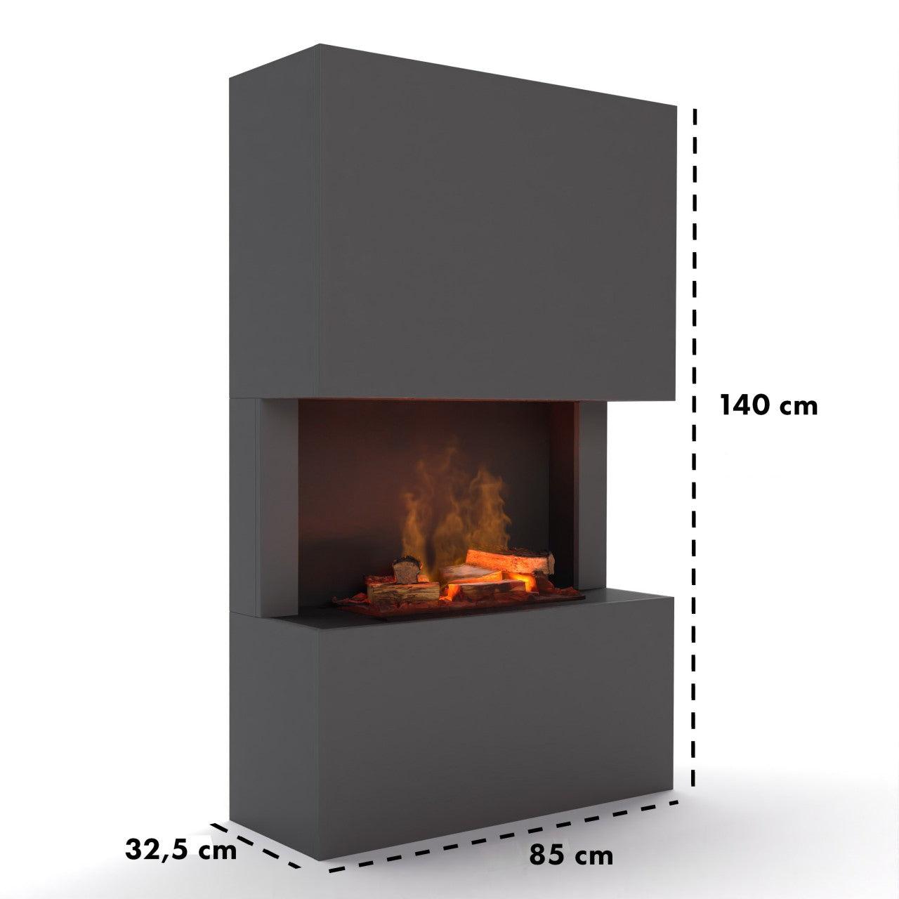 Glow Fire Tucholsky 3-sided Beton Elektrokamin mit Wasserdampf