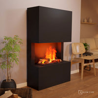 Glow Fire Tucholsky 3-sided Schwarz Elektrokamin mit Wasserdampf