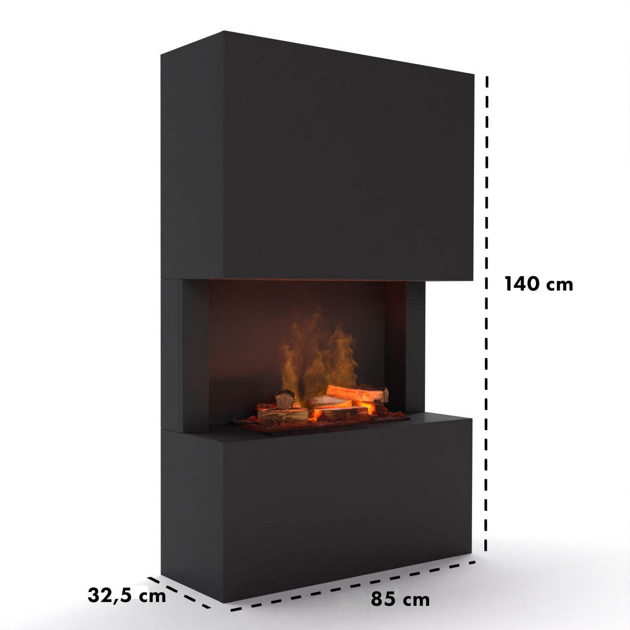Glow Fire Tucholsky 3-sided Beton Elektrokamin mit Wasserdampf