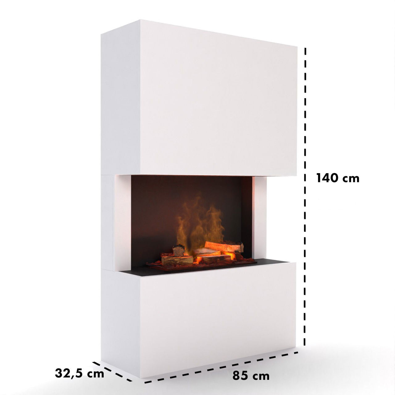 Glow Fire Tucholsky 3-sided Beton Elektrokamin mit Wasserdampf