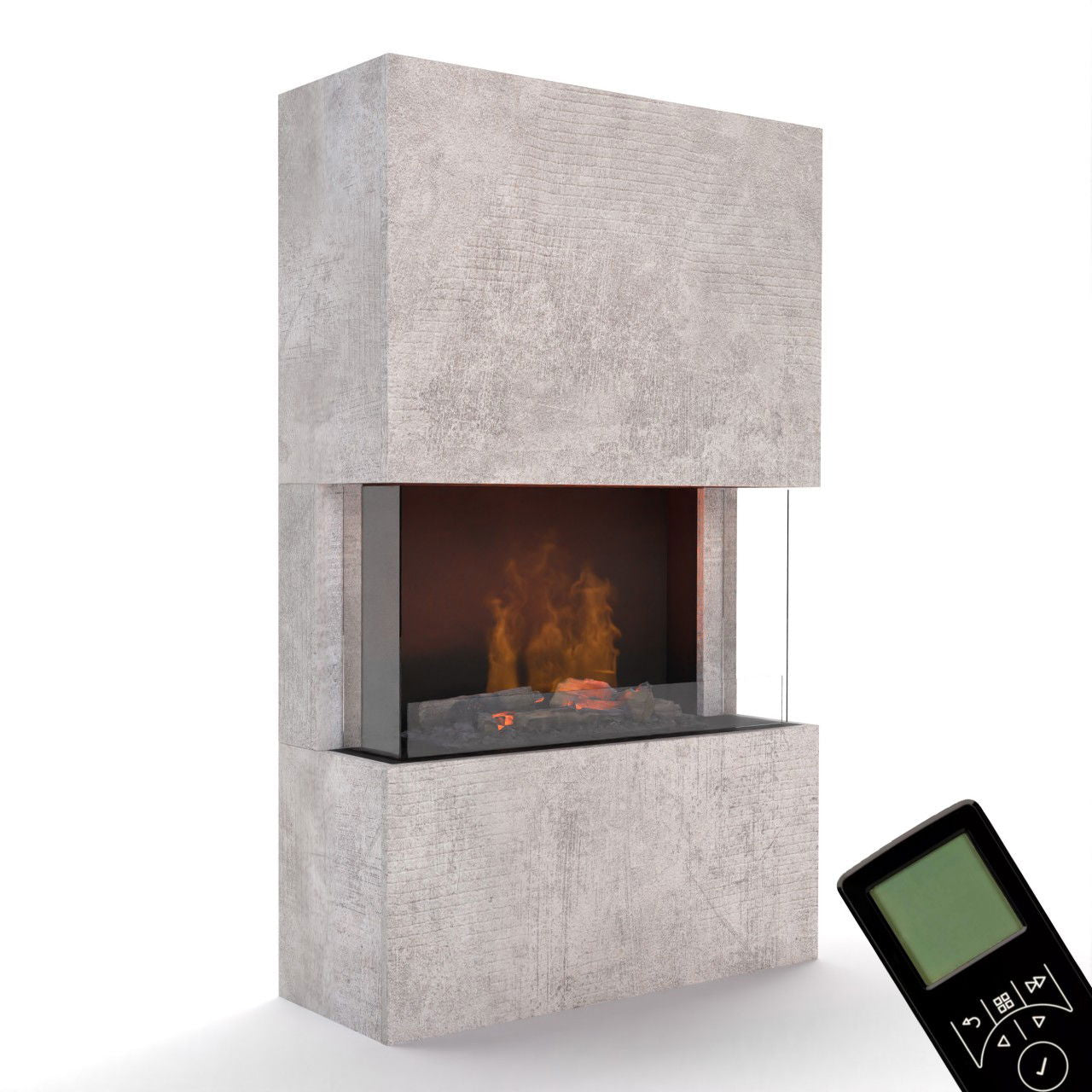 Glow Fire Tucholsky 3-sided Beton Elektrokamin mit Wasserdampf