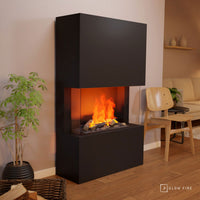 Glow Fire Tucholsky 3-sided Schwarz Elektrokamin mit Wasserdampf