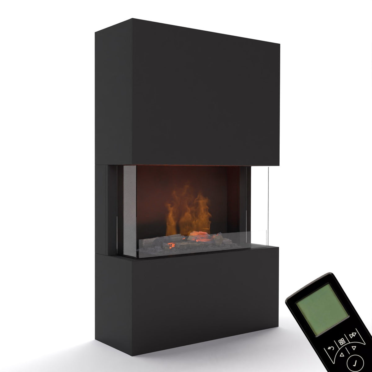 Glow Fire Tucholsky 3-sided Schwarz Elektrokamin mit Wasserdampf