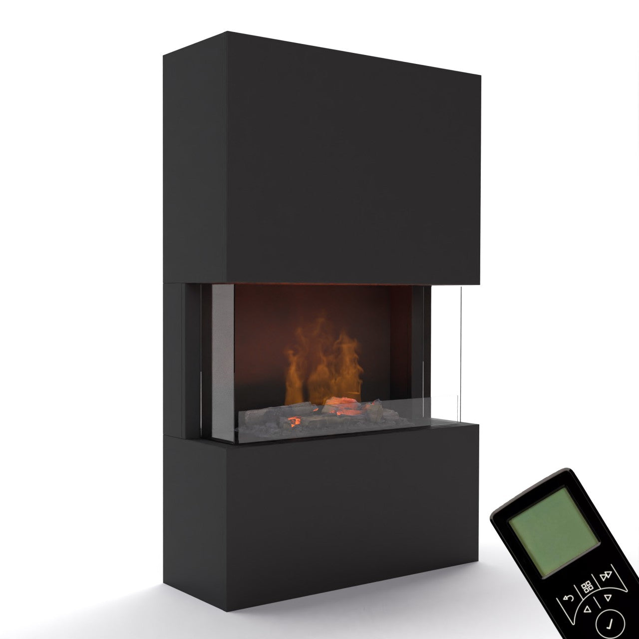 Glow Fire Tucholsky 3-sided Schwarz Elektrokamin mit Wasserdampf