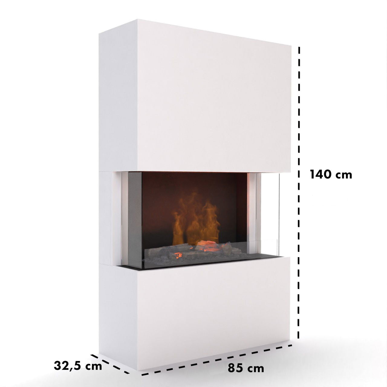 Glow Fire Tucholsky 3-sided Weiß Elektrokamin mit Wasserdampf
