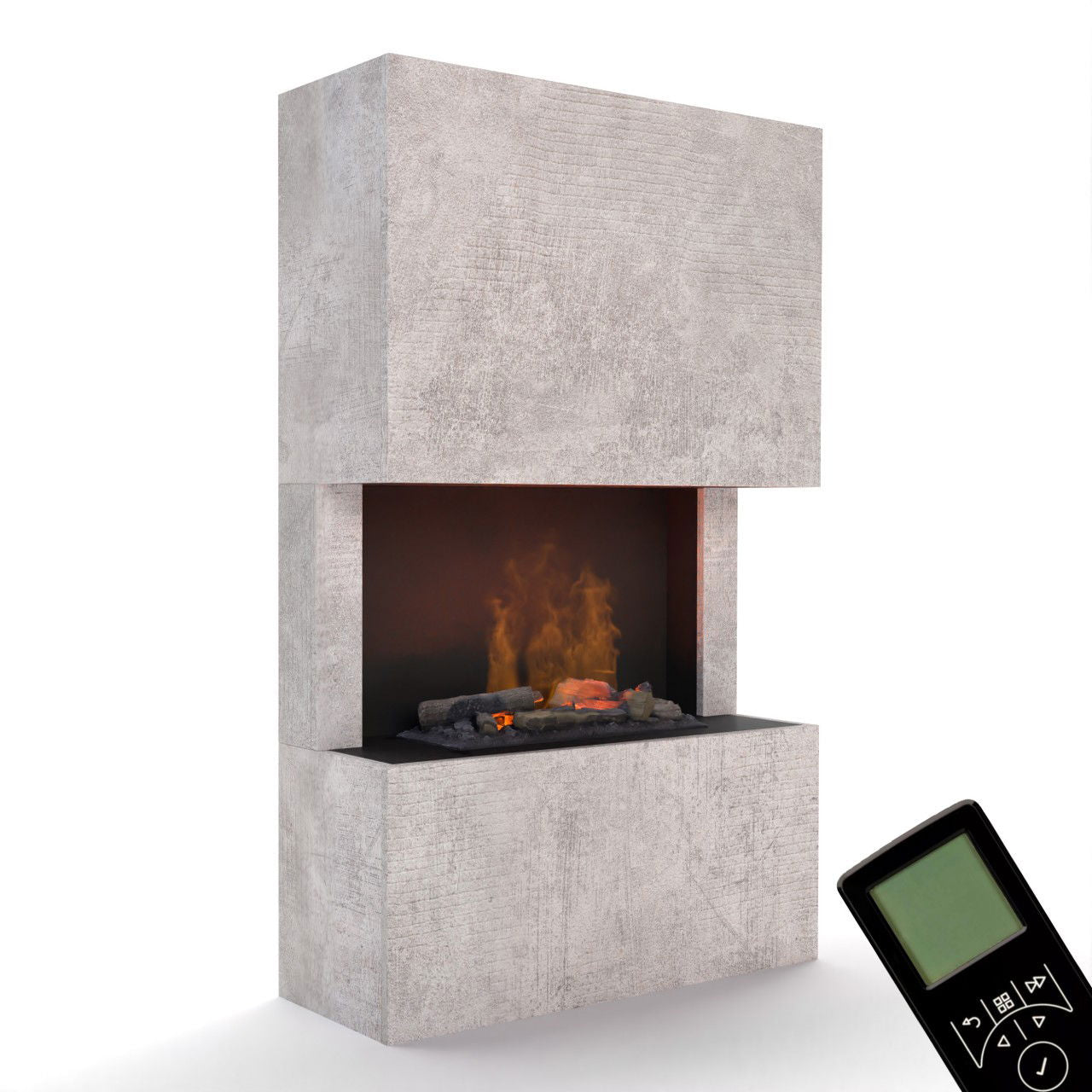 Glow Fire Tucholsky 3-sided Beton Elektrokamin mit Wasserdampf