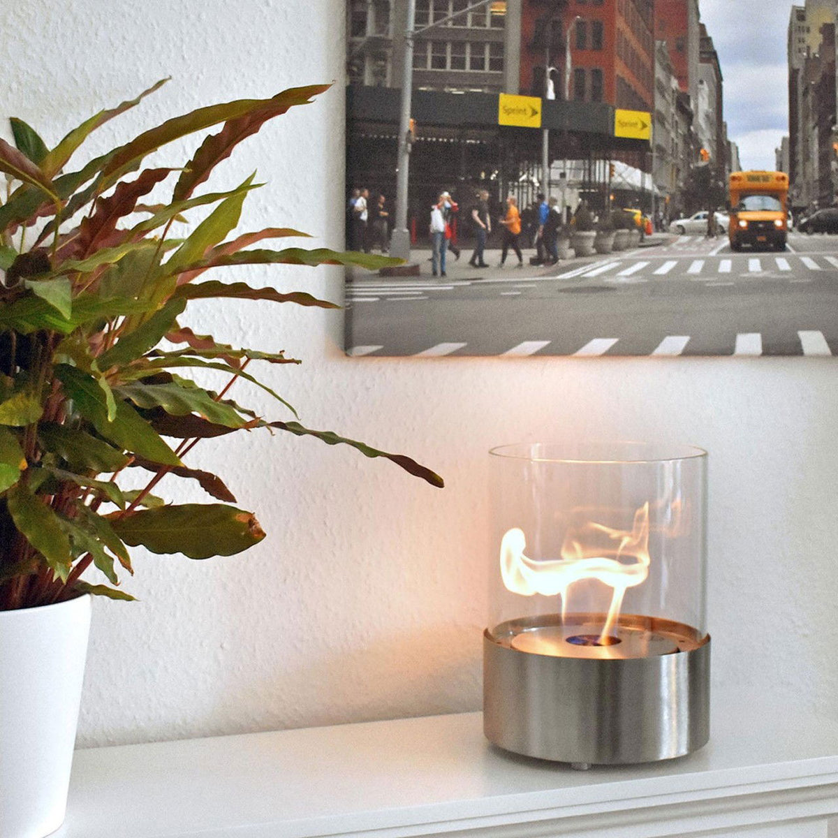 Glow Fire Emma Ethanol Kamin Silber