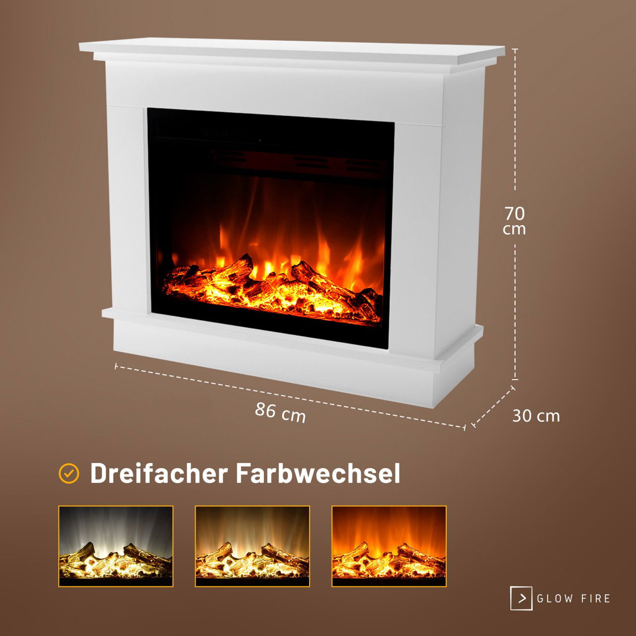 Glow Fire Atlas Weiß Elektrokamin