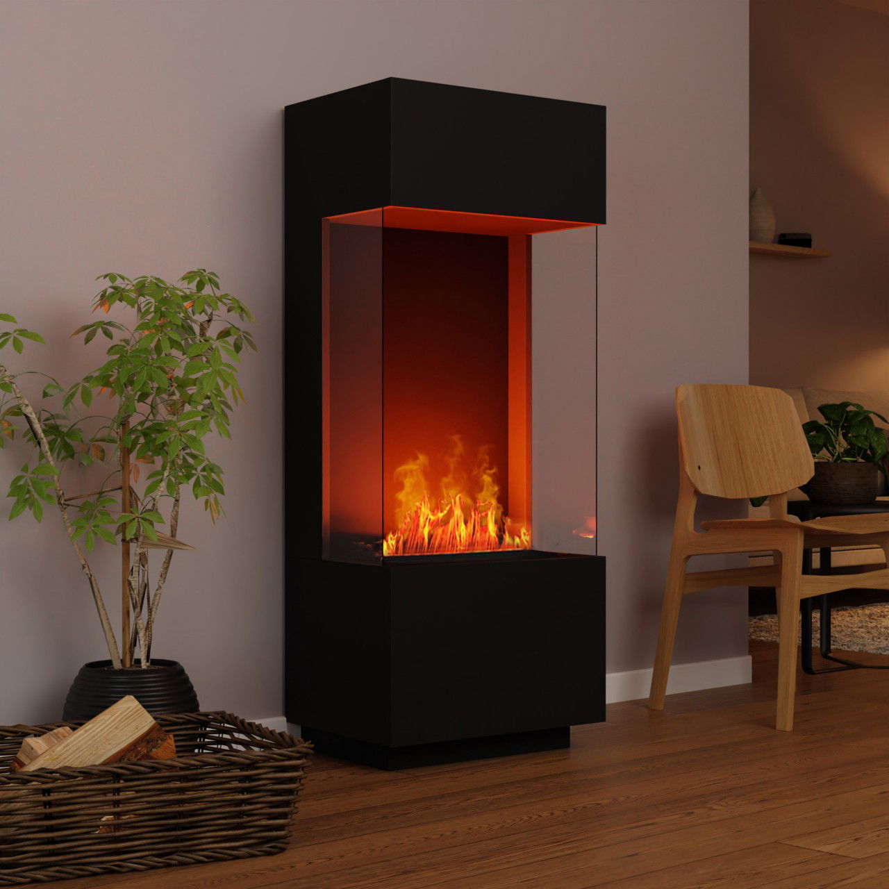 Glow Fire OGF 1 Schwarz Elektrokamin mit Wasserdampf
