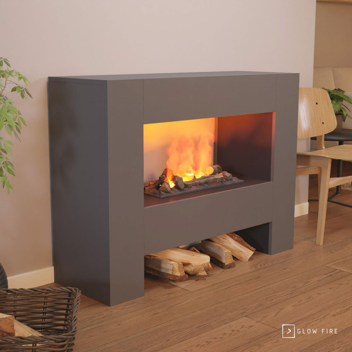 Glow Fire Fallada Grau Elektrokamin mit Wasserdampf