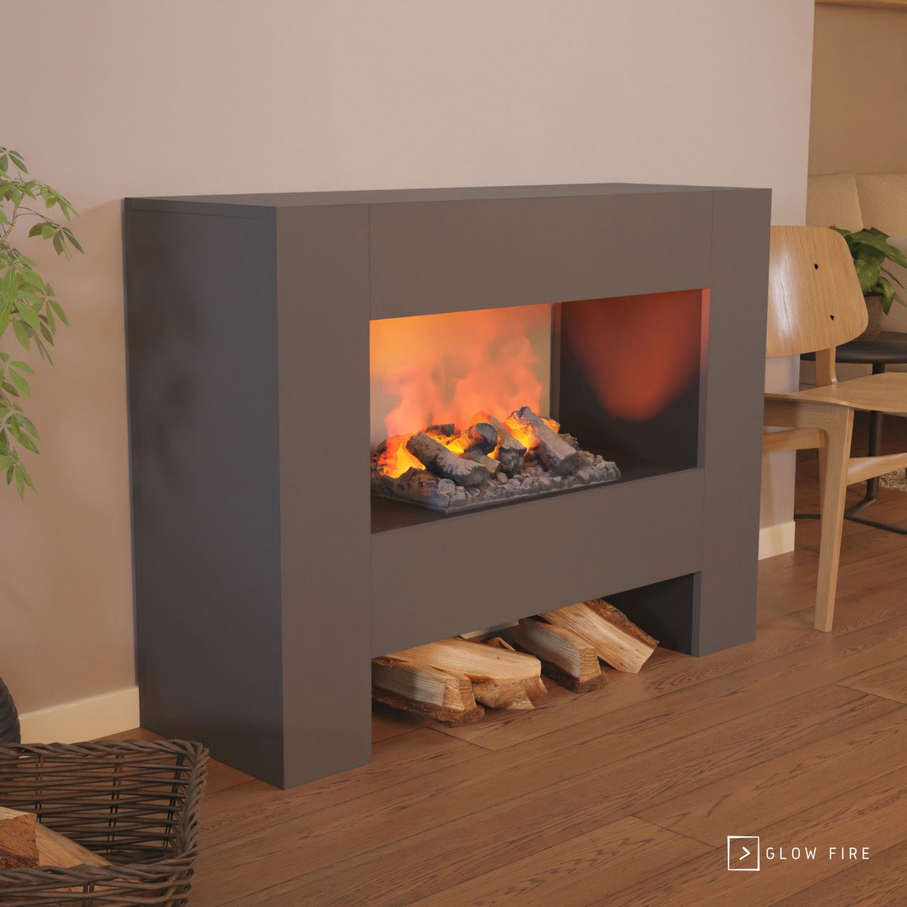 Glow Fire Fallada Elektrokamin Opti-Myst Cassette 500 mit Holzdekoration