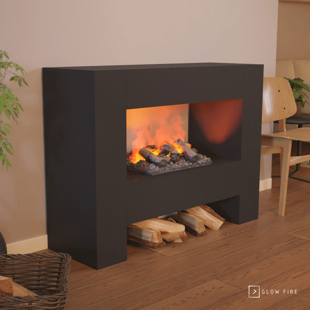 Glow Fire Fallada Schwarz Elektrokamin mit Wasserdampf