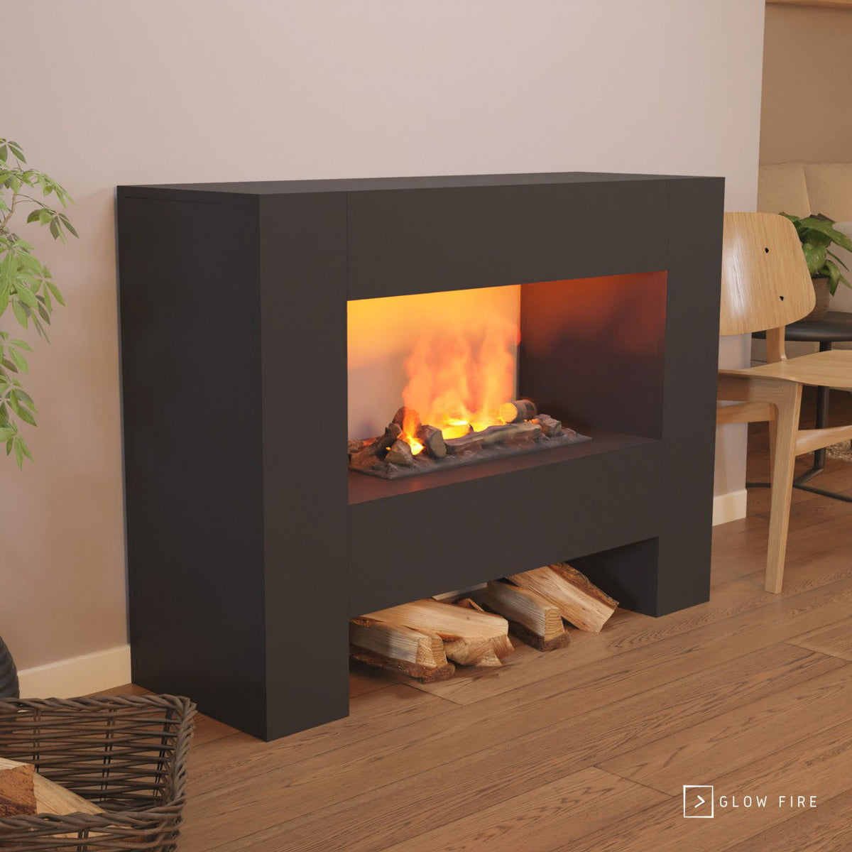 Glow Fire Fallada Schwarz Elektrokamin mit Wasserdampf