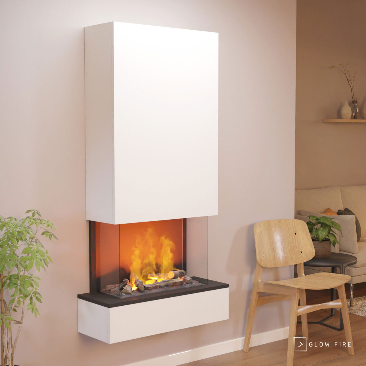 Glow Fire Hölderlin Weiß Hoch Elektrokamin mit Wasserdampf