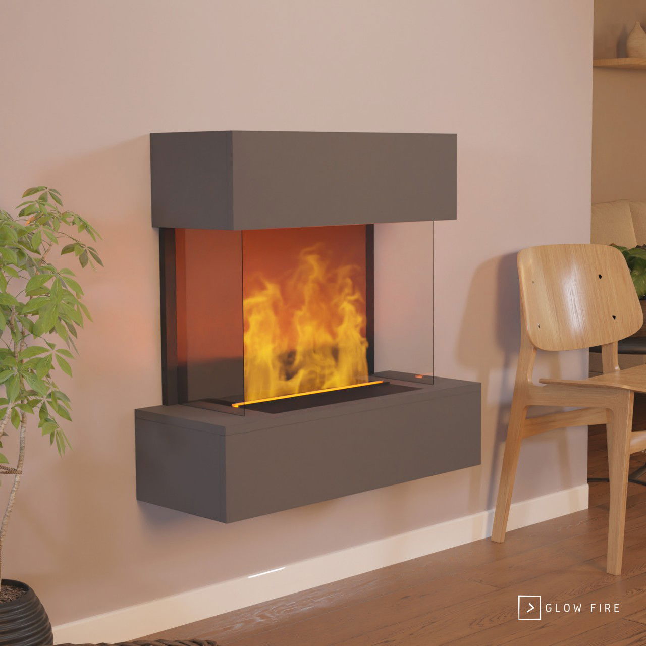 Glow Fire Hölderlin Elektrokamin Opti-Myst Cassette 500 ohne Holzdekoration