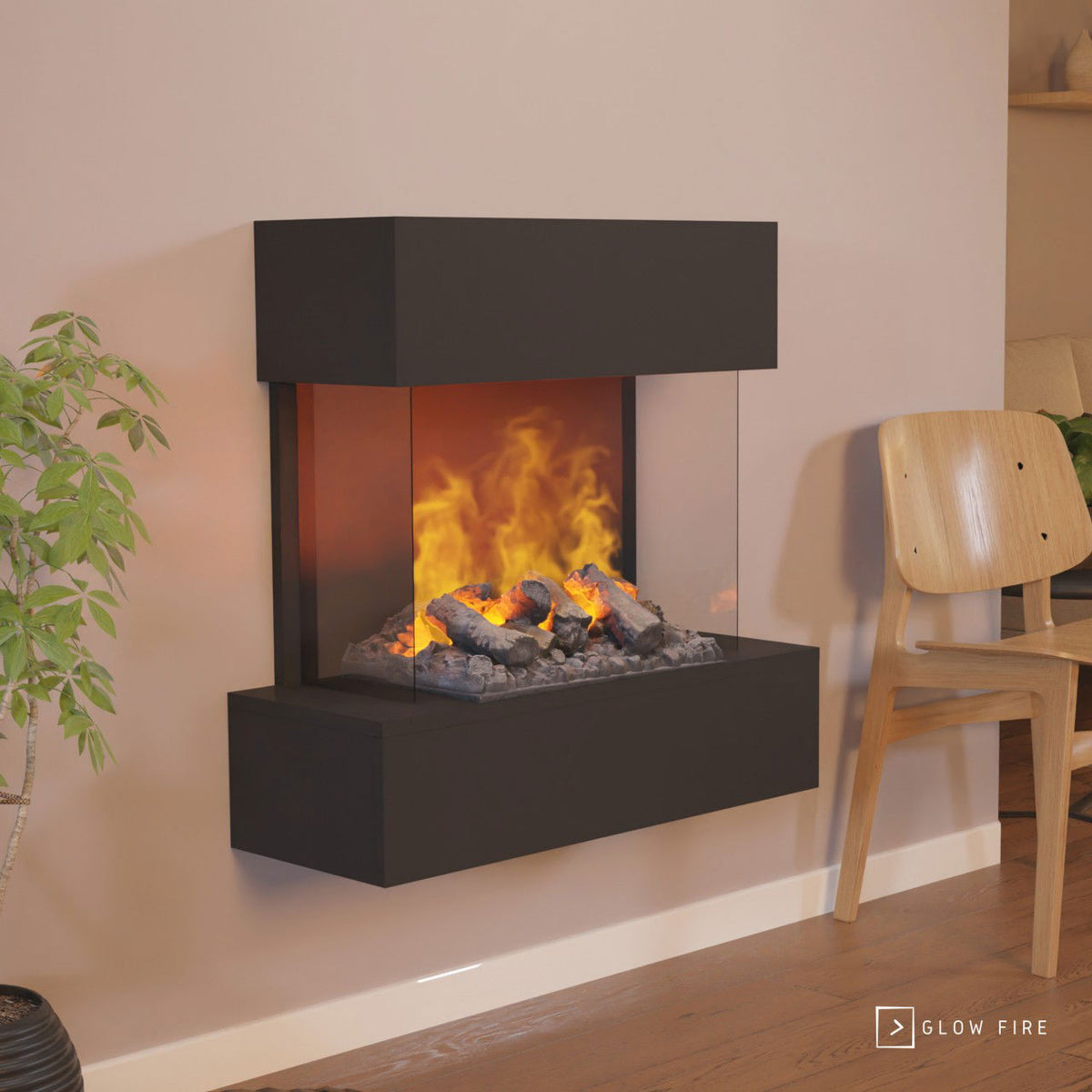 Glow Fire Hölderlin Sims Schwarz Elektrokamin mit Wasserdampf