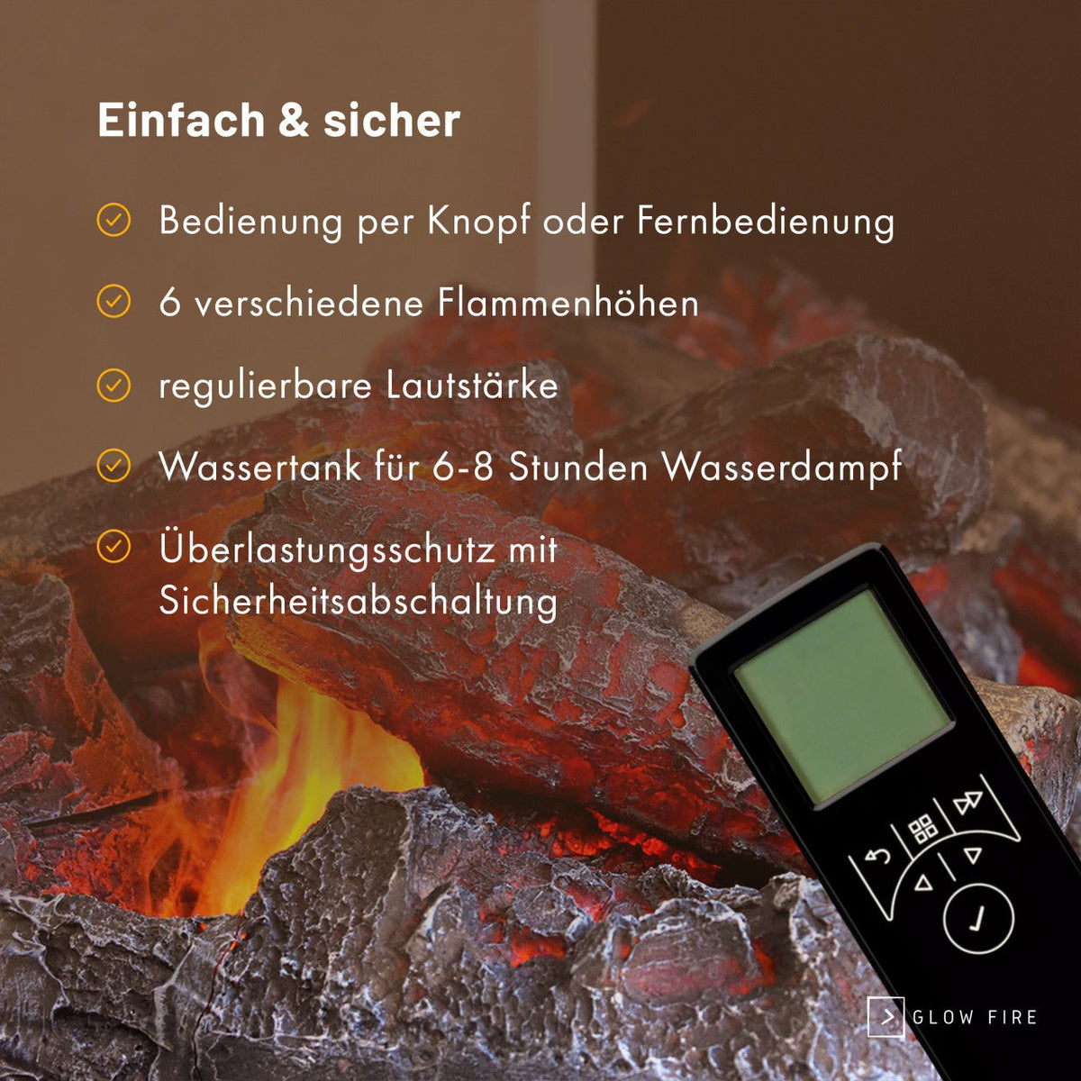 Glow Fire Hölderlin Weiß Elektrokamin mit Wasserdampf