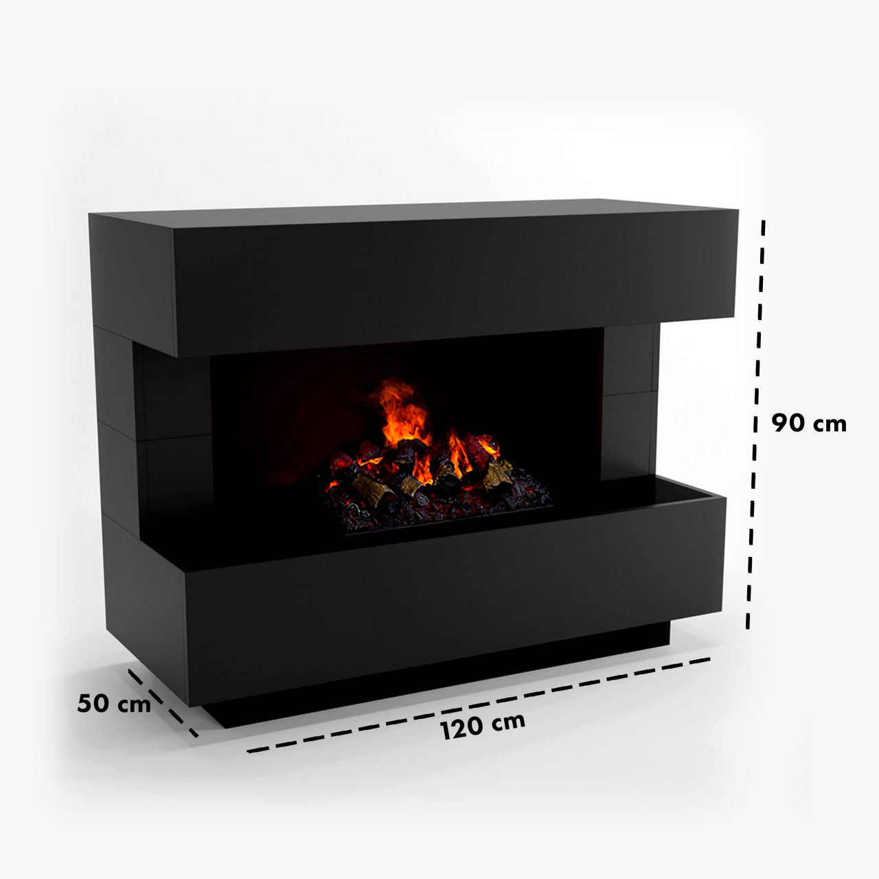 Glow Fire Kant Elektrokamin Opti-Myst Cassette 500 mit Holzdekoration