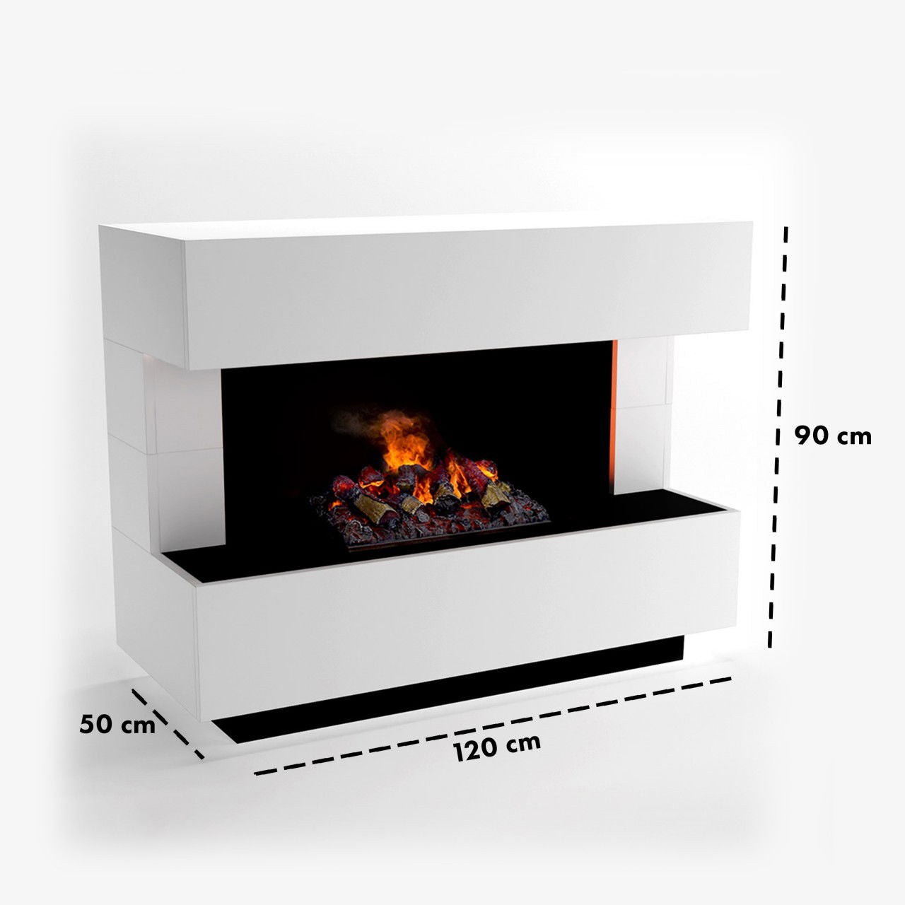 Glow Fire Kant Weiß Elektrokamin mit Wasserdampf