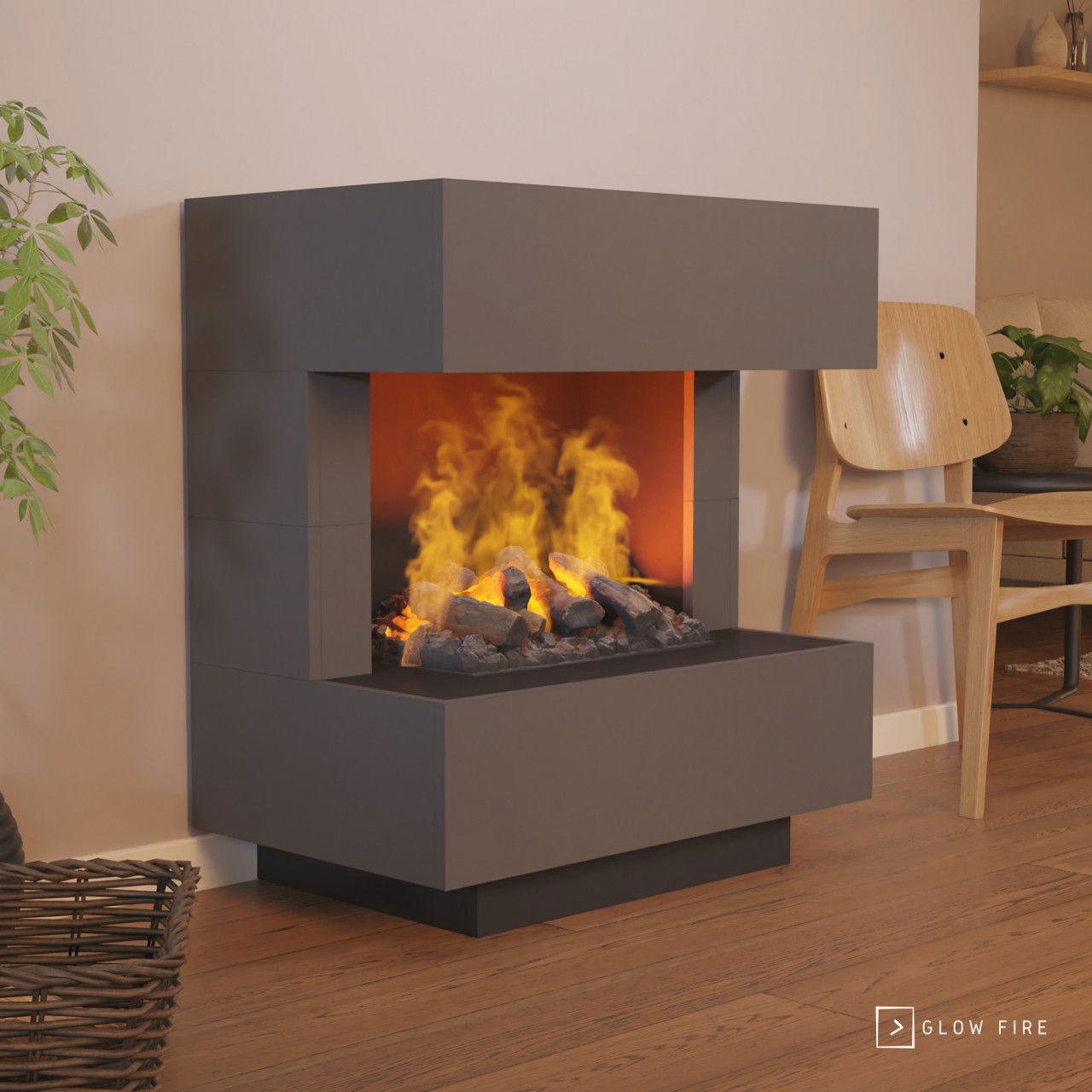 Glow Fire Kleist Elektrokamin Opti-Myst Cassette 500 mit Holzdekoration