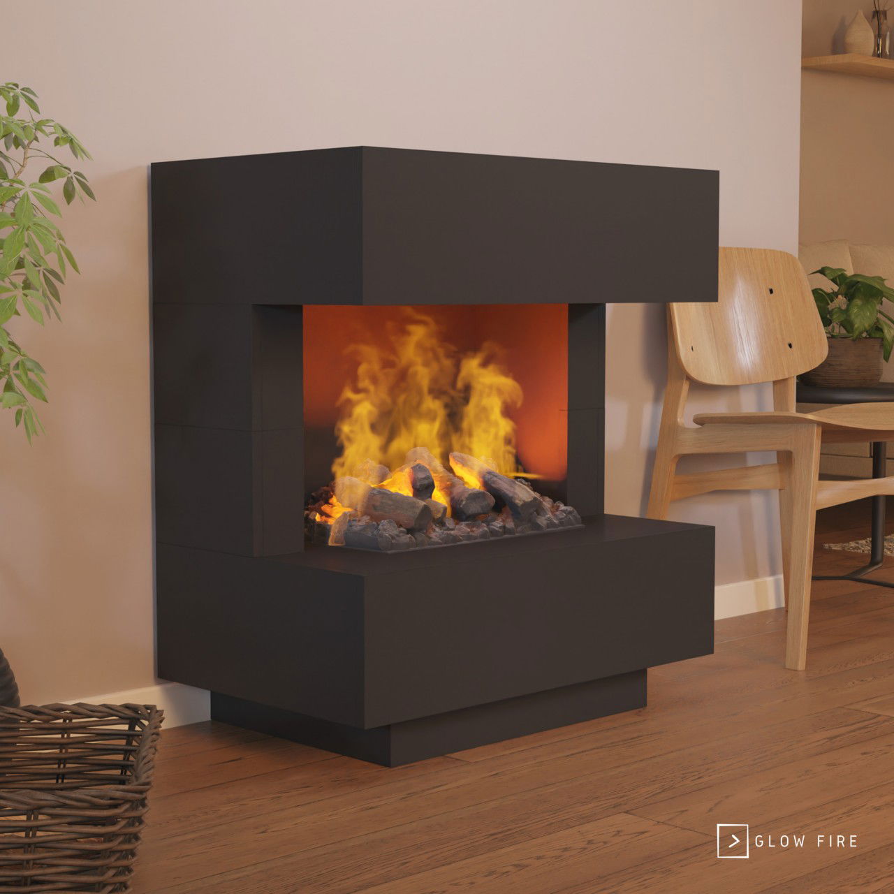 Glow Fire Kleist Elektrokamin Opti-Myst Cassette 500 mit Holzdekoration