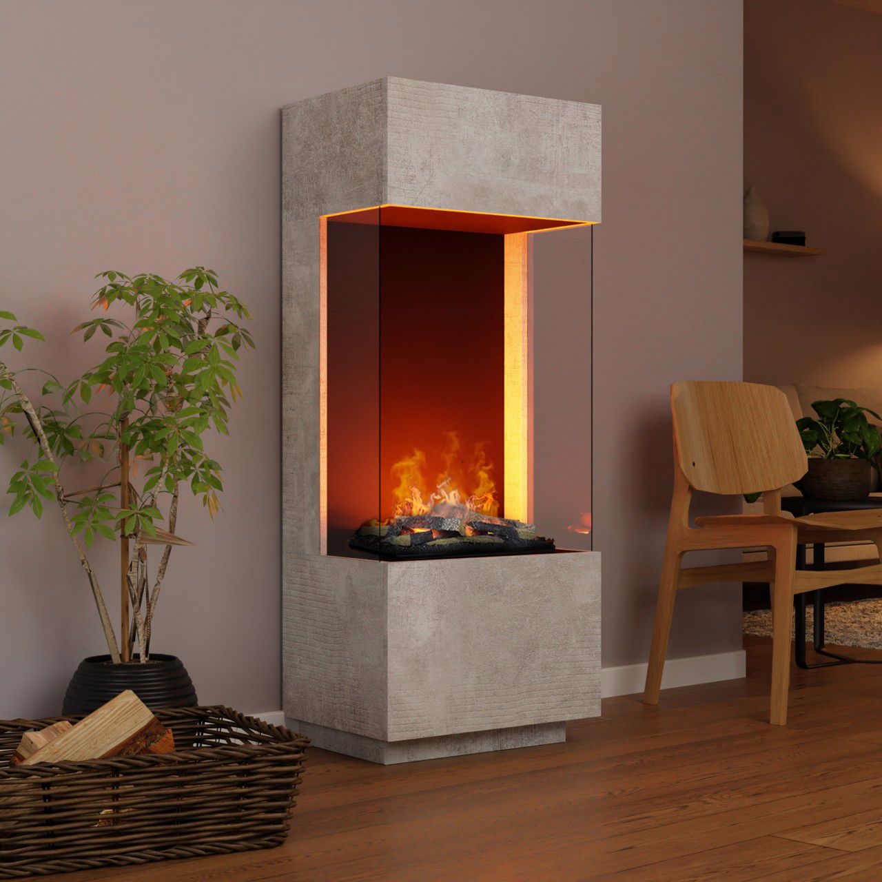 Glow Fire OGF 1 Beton Elektrokamin mit Wasserdampf