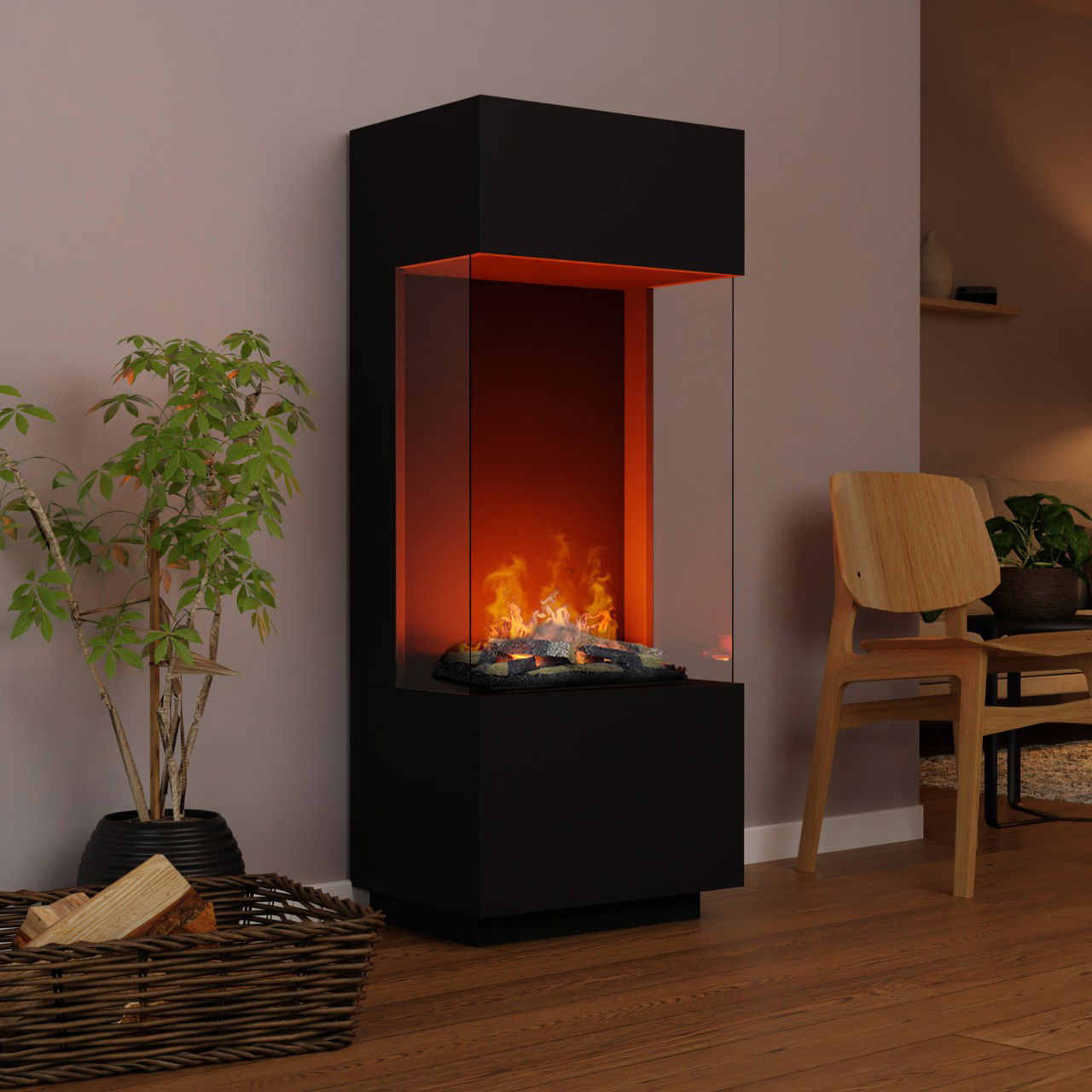 Glow Fire OGF 1 Schwarz Elektrokamin mit Wasserdampf