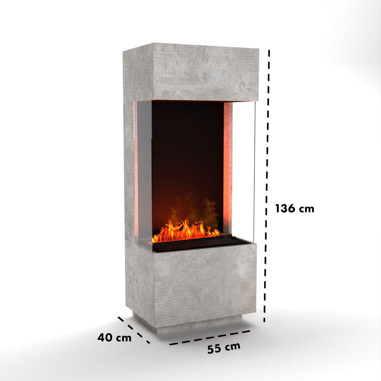 Glow Fire OGF 1 Beton Elektrokamin mit Wasserdampf