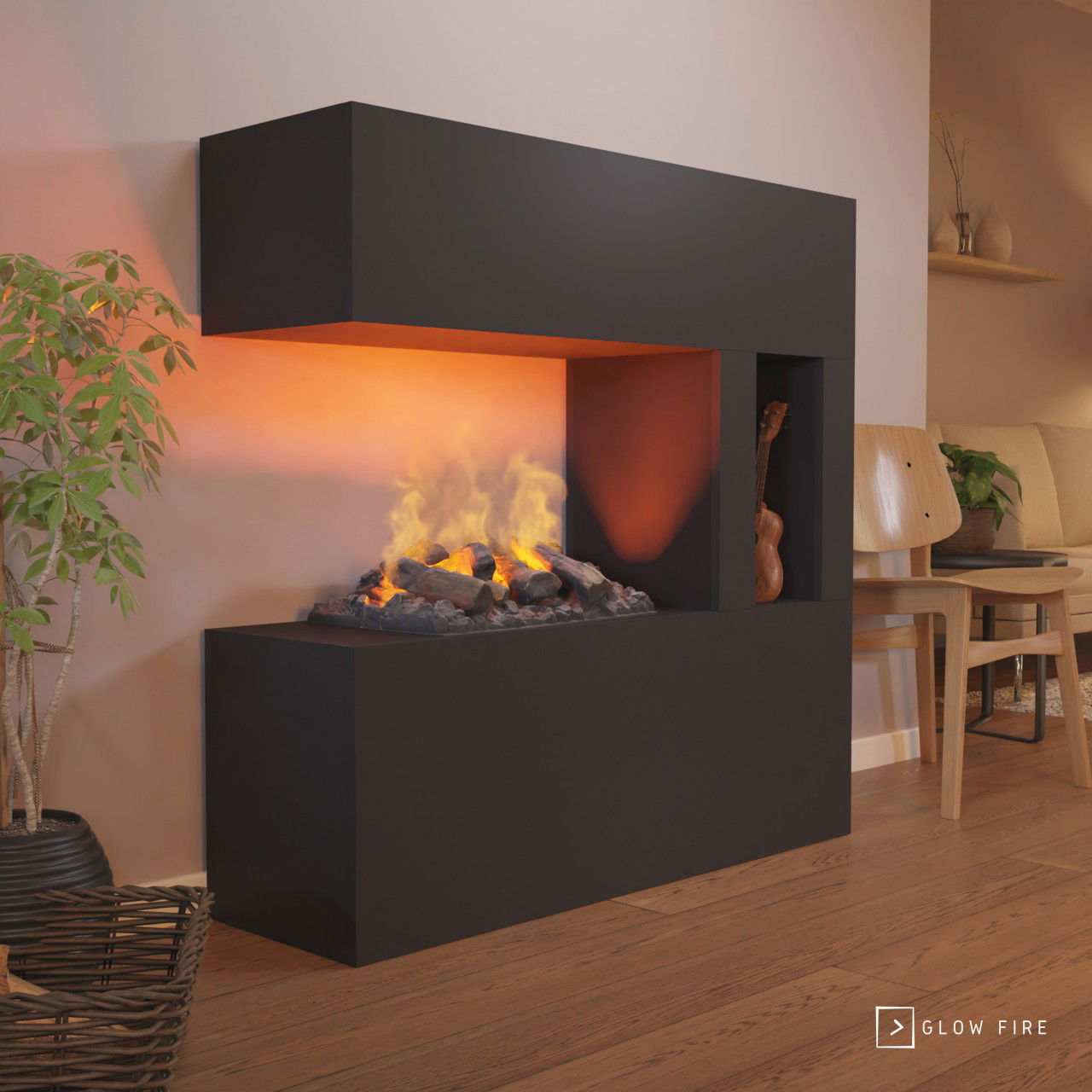 Glow Fire Schiller Pocket Schwarz Elektrokamin mit Wasserdampf