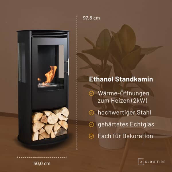 Glow Fire Göteborg Ethanolkamin Schwarz – Bild 6